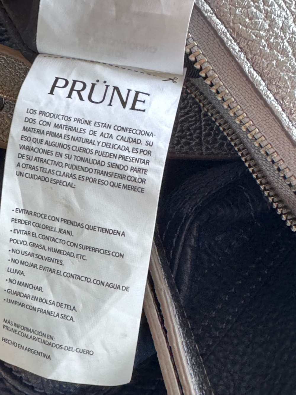 Prune x Gang Mini Bag Metallic Silver Shoulder Strap Buckles Pebbled Leather - Picture 11 of 13
